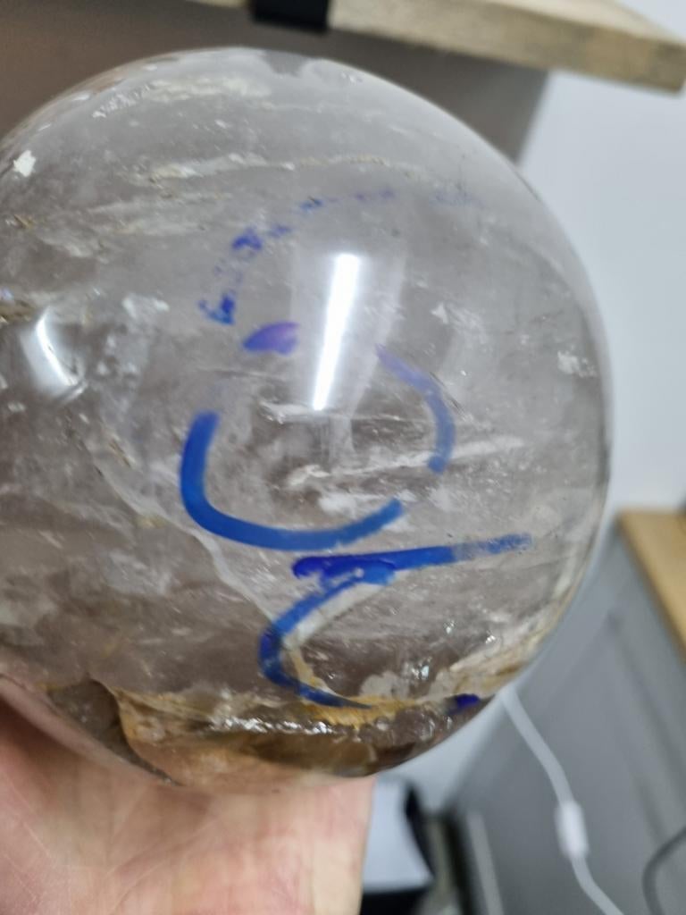 Grote bergkristal bol met ingesloten water, Ophalen of Verzenden, Mineraal
