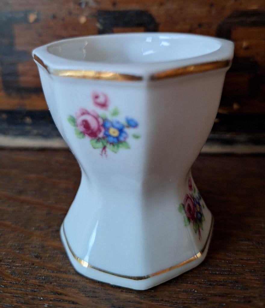 Oud frans diabolo eierdopje, bloemen, Antiek en Kunst, Ophalen of Verzenden