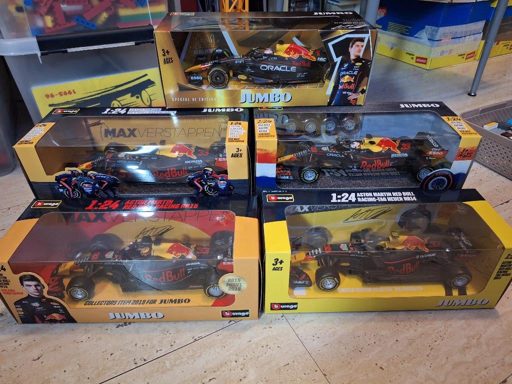 F1 Max Verstappen RedBull Jumbo 5 stuks, Ophalen of Verzenden, Nieuw, Auto, Bburago