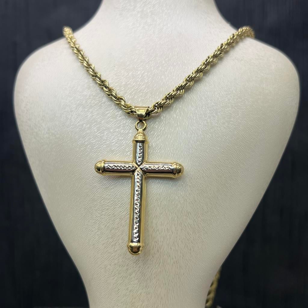 14k gouden ketting met kruis rope chain schakel 18,5 gram, Sieraden, Tassen en Uiterlijk, Kettingen, Ophalen of Verzenden, Nieuw