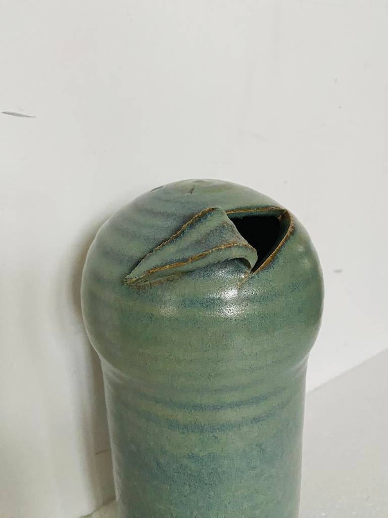 Gubbels Helden groen keramiek vaas , jaren 70, Gubbels, Gebruikt, Aardewerk of Porselein, Ophalen of Verzenden