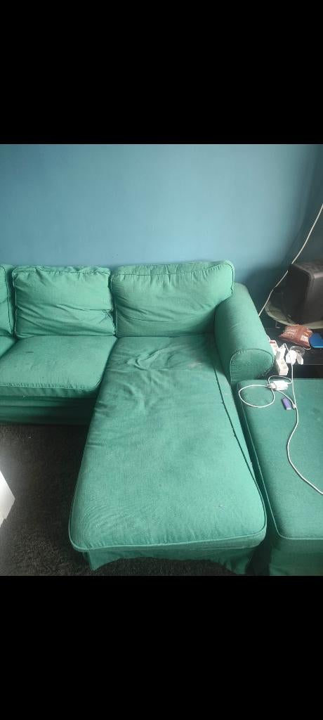 EKTORP 3-zitsbank met chaise longue, Huis en Inrichting, Banken | Sofa's en Chaises Longues, Ophalen, Gebruikt