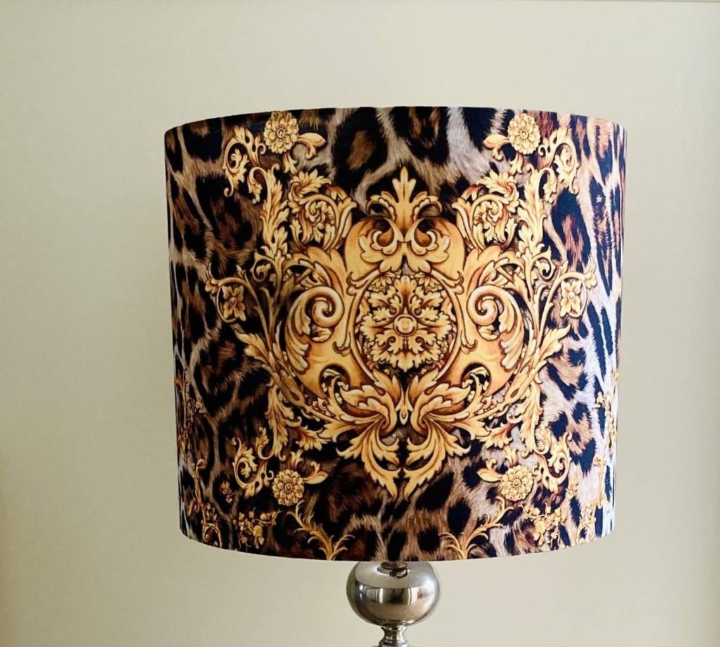 Grote lampenkap tijger/ panter Versace stijl design lamp, Huis en Inrichting, Lampen | Tafellampen, Ophalen of Verzenden, Nieuw
