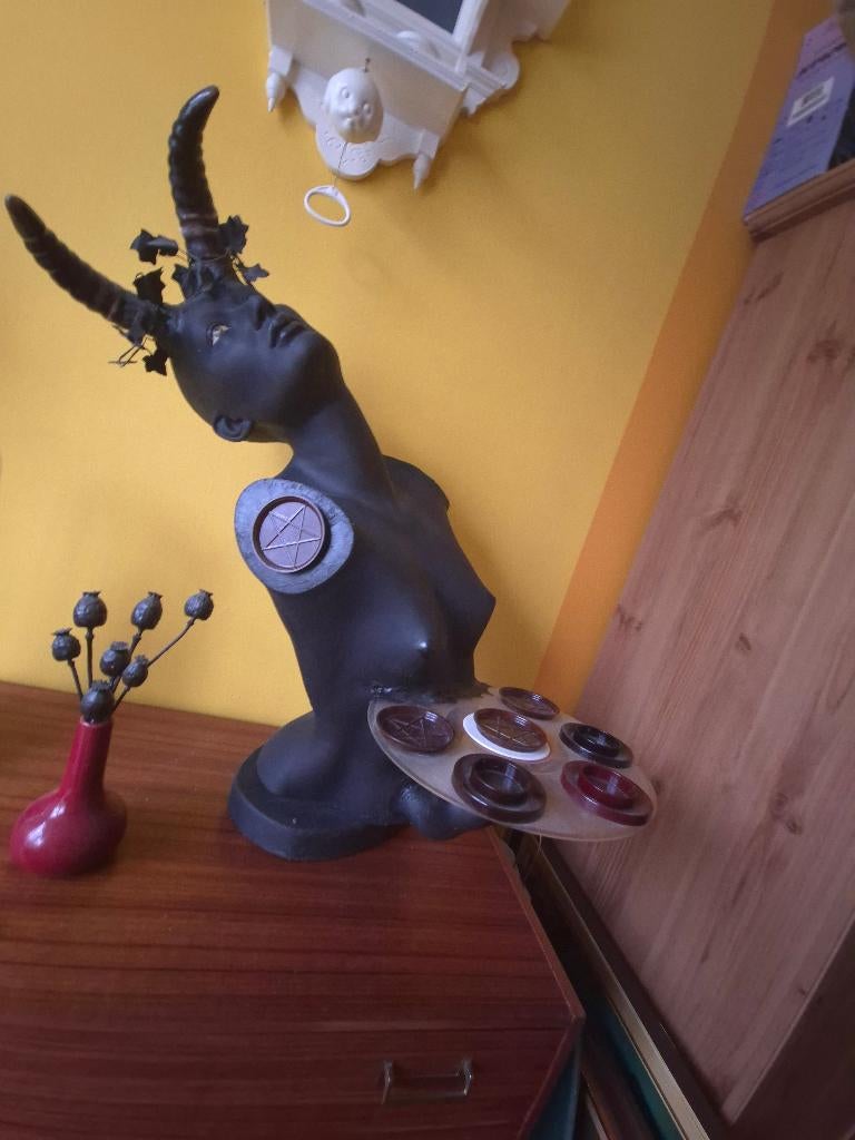 Kunstwerk beeld gothic steampunk engel duivel bakeliet art, Ophalen, Zo goed als nieuw, Fantasy