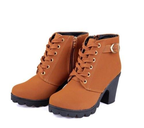 Bruine leren enkel laarzen met veter hakken dames vrouwen, Kleding | Dames, Schoenen, Nieuw, Lage of Enkellaarzen, Bruin, Verzenden