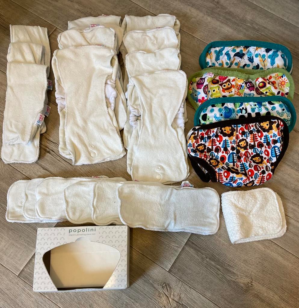 Pakket wasbare luiers Petit Lulu, Kinderen en Baby's, Badjes en Verzorging, Ophalen of Verzenden, Zo goed als nieuw