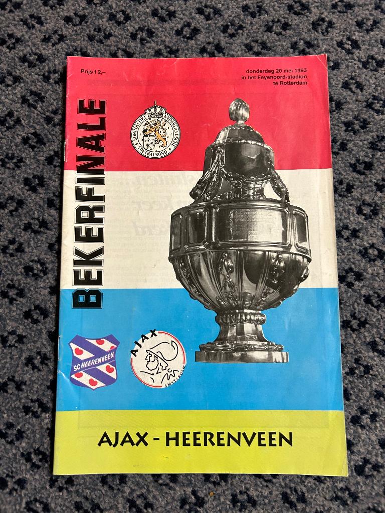 Programma Finale KNVB beker 1993 Ajax-Heerenveen, Verzamelen, Sportartikelen en Voetbal, Ophalen of Verzenden, Zo goed als nieuw