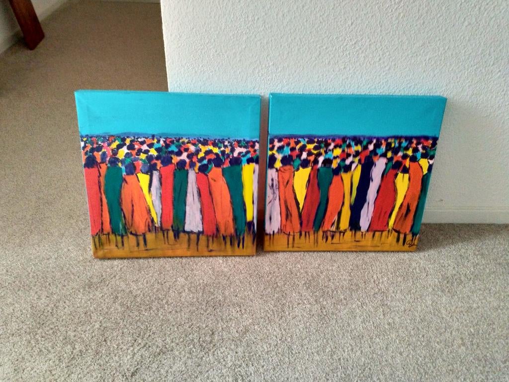 T.e.a.b. 'AFRIKA'.  30x30cm acryl op linnen. T.e.a.b, Ophalen