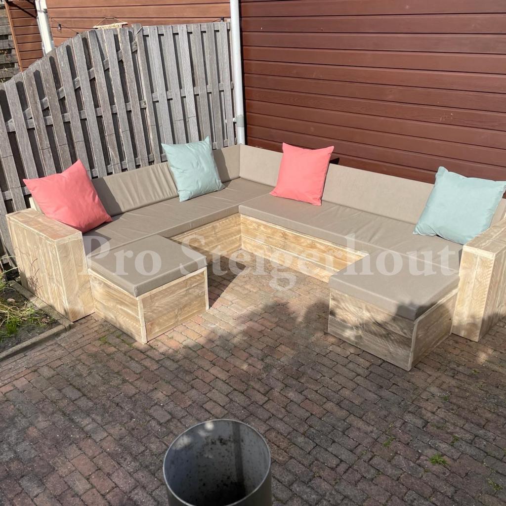 Steigerhout Loungebank Tuinset Loungeset Tuinbank Tuinmeubel, Tuin en Terras, Tuinsets en Loungesets, Nieuw, Loungeset, Steigerhout