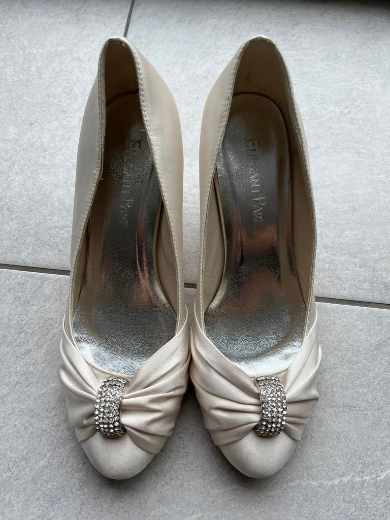 Bruidschoenen, Kleding | Dames, Schoenen, Schoenen met lage hakken, Wit, Ophalen of Verzenden, Gedragen