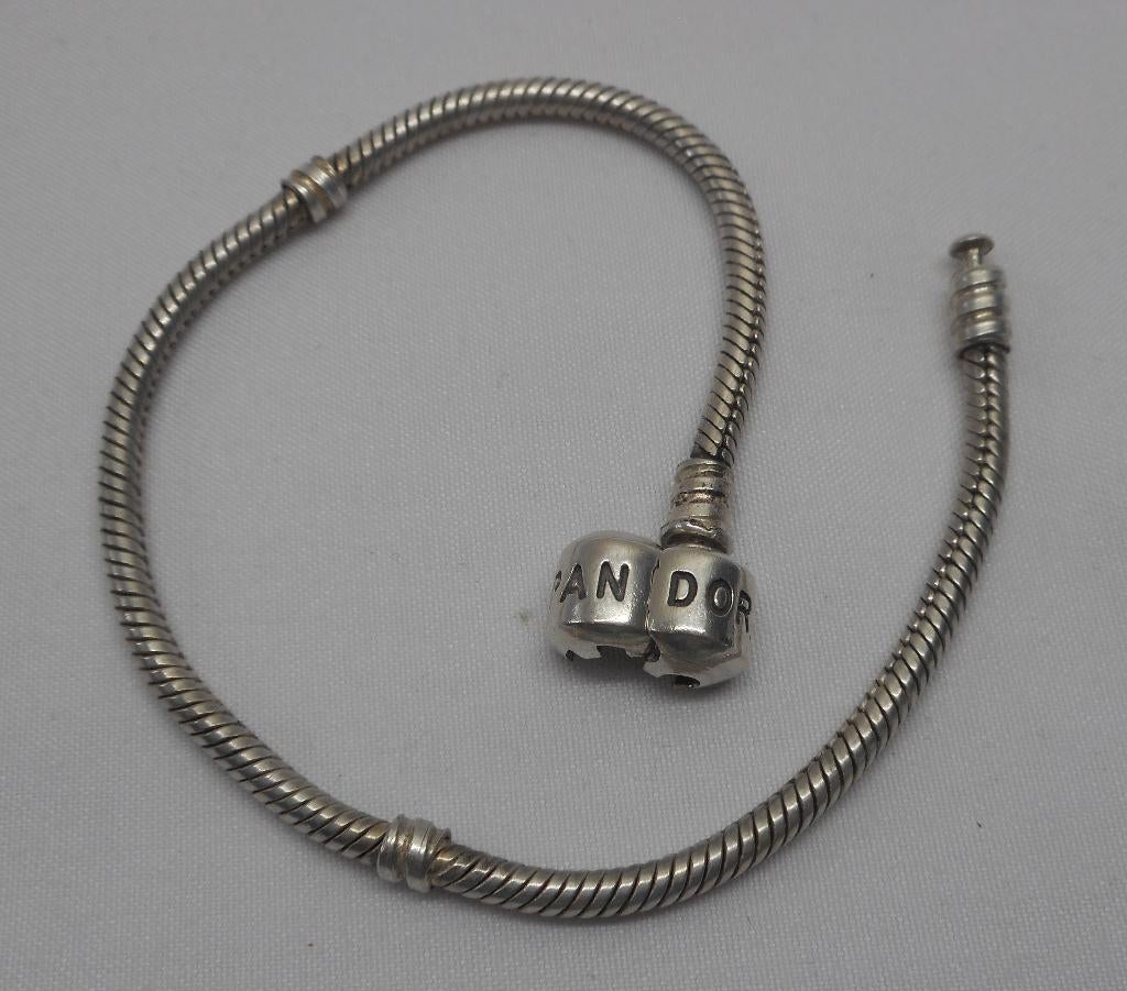 Pandora zilveren armband met bol slot 19.5 cm nr.1536, Verzenden, Zo goed als nieuw, Zilver, Zilver