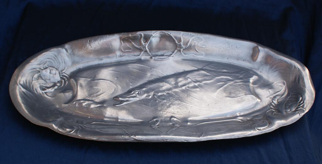 Hugo Leven visschaal tin lengte 60 cm, Ophalen