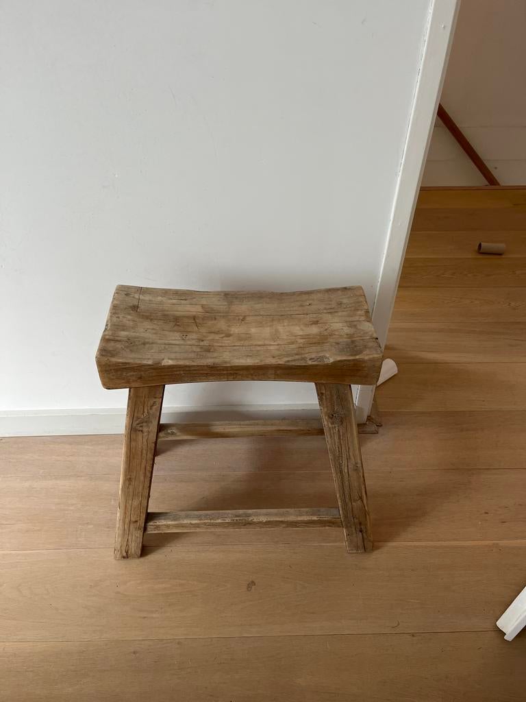 Twee houten bankjes, Gebruikt, Twee, Bruin, Ophalen of Verzenden