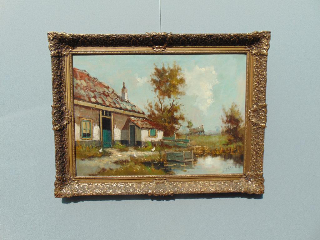 Hollands landschap olieverf op doek, Antiek en Kunst, Ophalen