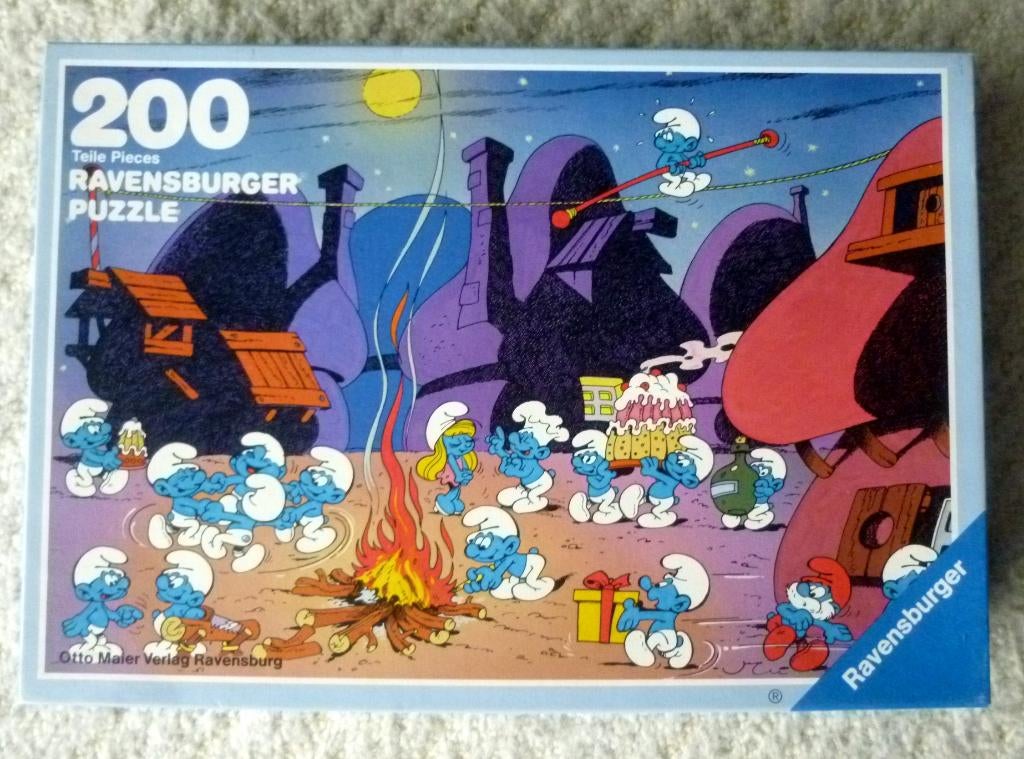 Smurfen bij het kampvuur 200 st. , Ravensburger compleet, Kinderen en Baby's, Ophalen of Verzenden, Meer dan 50 stukjes, Zo goed als nieuw