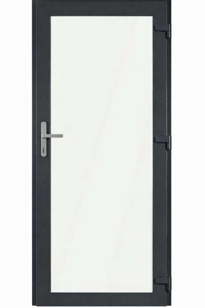 Kunststof deur Vol Glas Antraciet Klink Rechts, Niet ingevuld, Kunststof, Deurkozijn, Niet ingevuld