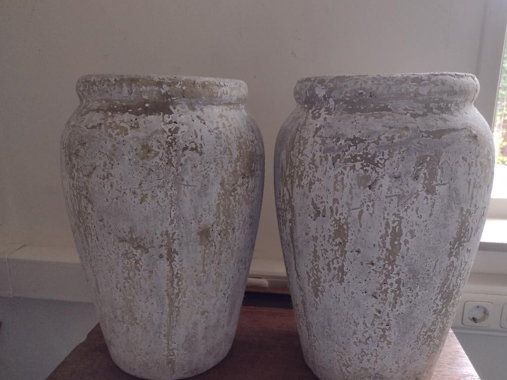 2 grote hoge bloempotten 41cm, Tuin en Terras, Bloempotten, Ophalen, Rond, Binnen, Zo goed als nieuw