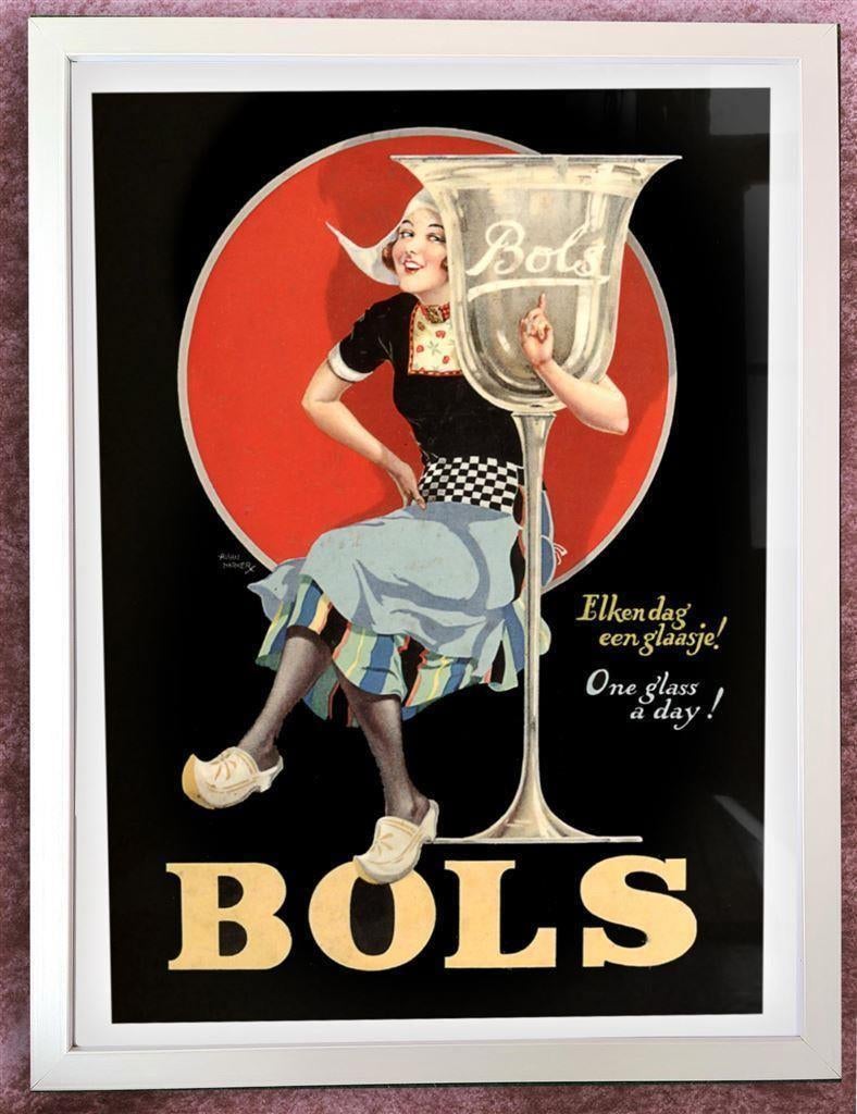 [Poster in Frame] Retro BOLS JENEVER Reclame Pub Bar keet, Ophalen of Verzenden, Nieuw, Reclamebord