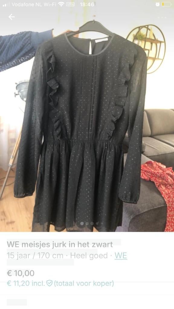 Jurk zwart WE mt 170, Kinderen en Baby's, Kinderkleding | Maat 170, Gebruikt, Meisje, Ophalen of Verzenden, Jurk of Rok