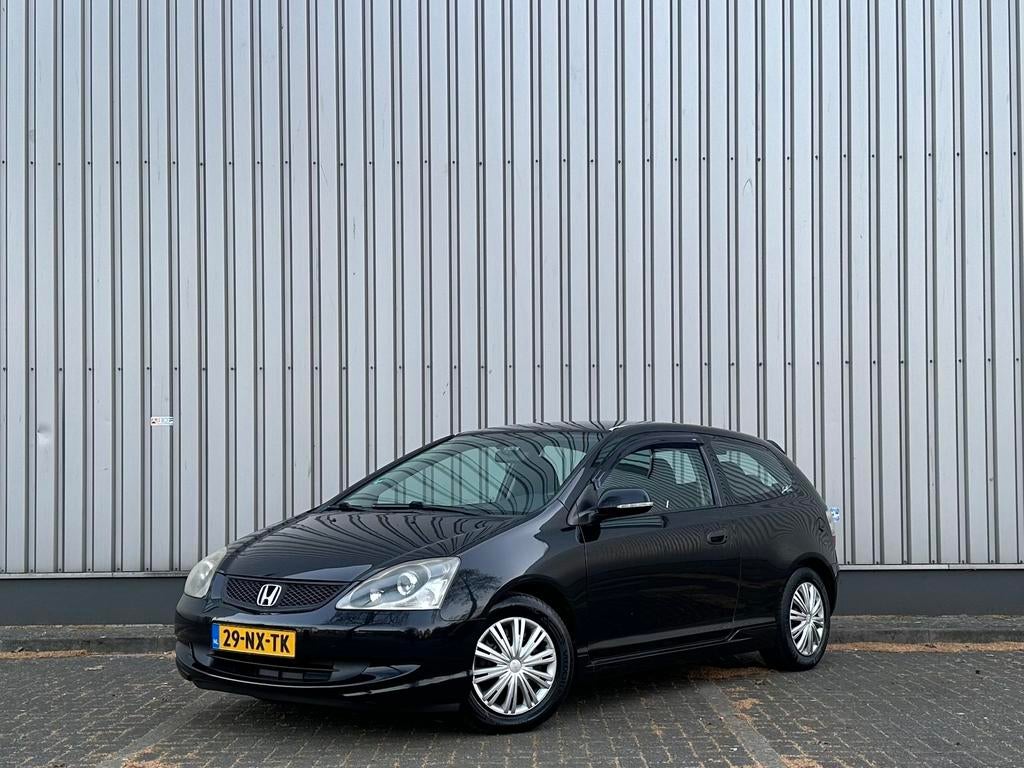 Honda Civic 1.4 I LS 3DR 2004 Zwart | Airco | APK | NL auto, Auto's, Voorwielaandrijving, Stof, 4 cilinders, 1396 cc