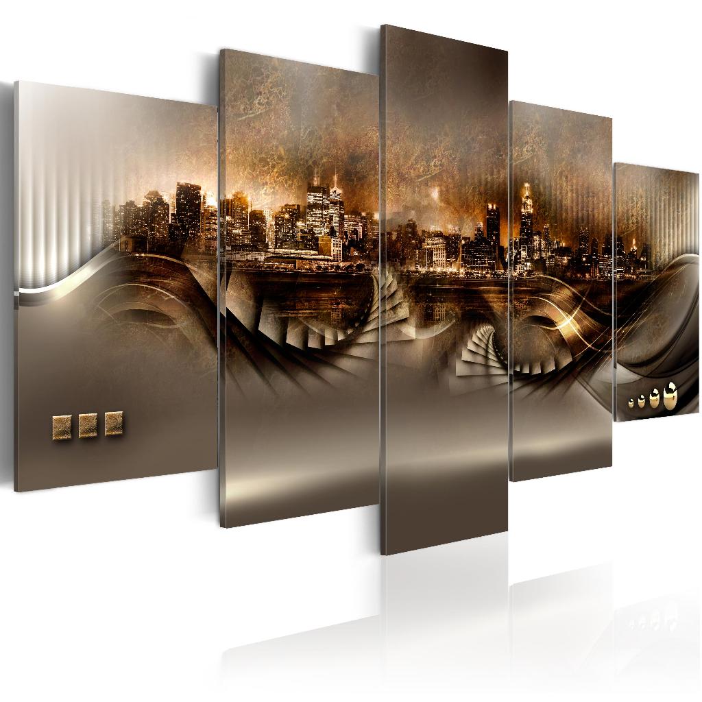 862 Abstract New York 5 Luik Canvas Schilderij 200x100 Nieuw, Ophalen of Verzenden