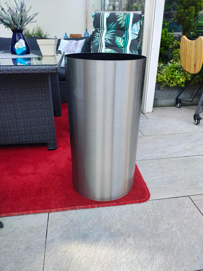 Prachtige echt Rvs design plantenbak 75x40, Tuin en Terras, Ophalen, Rond, Binnen, Metaal