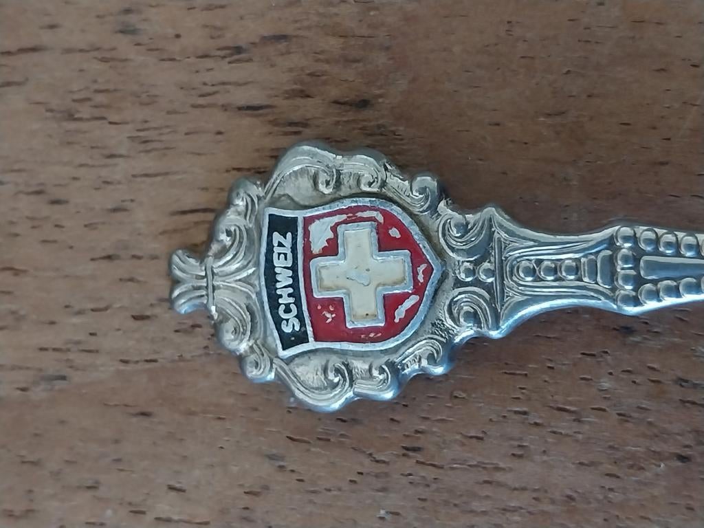 Vintage Zwitserse Souvenir koffieLepel met Wapen, Ophalen of Verzenden