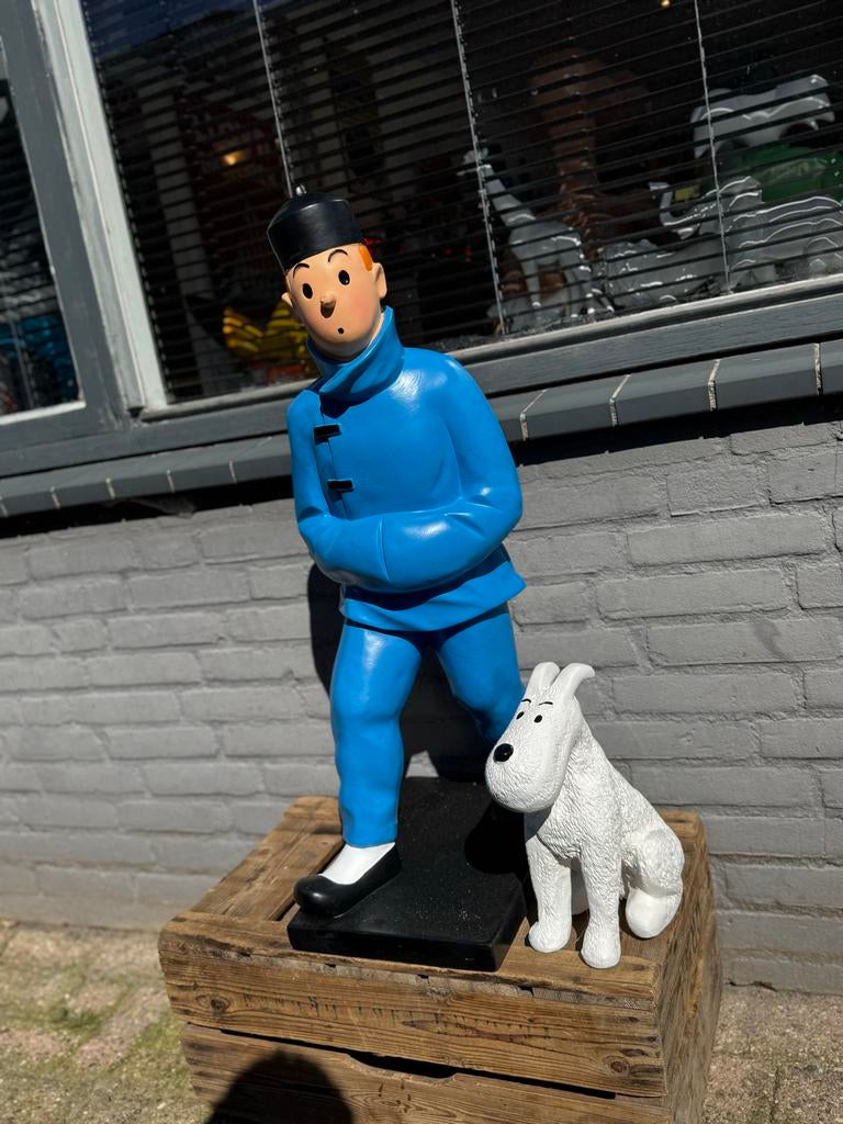 Groot Kuifje en Bobbie beeld - Blauw kostuum, Ophalen, Beeldje of Figuurtje, ., Zo goed als nieuw