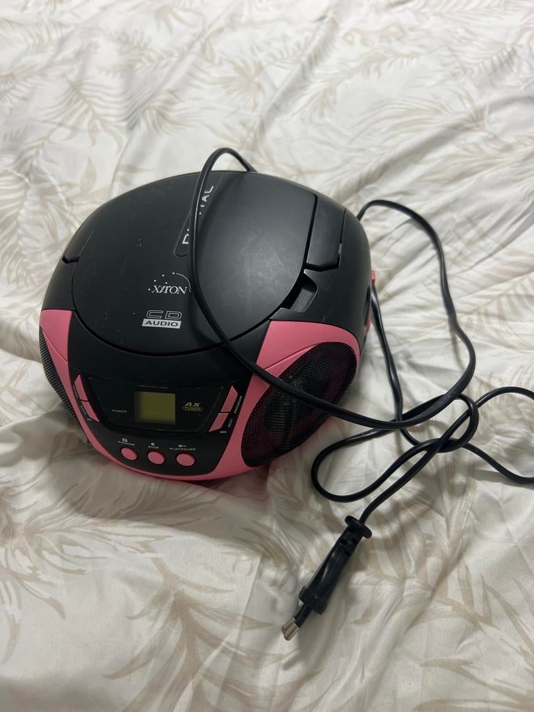 Draagbare DVD/CD speler met radio - Roze/Zwart, Ophalen of Verzenden, Gebruikt, Overige merken, Draagbaar