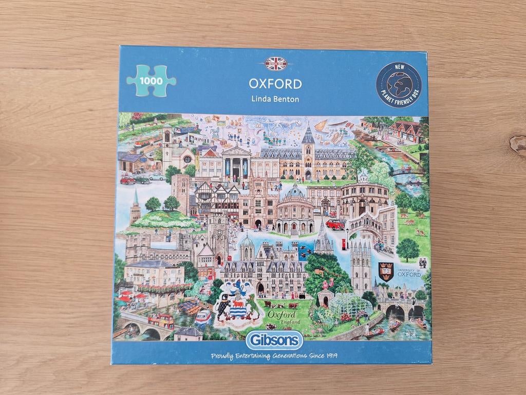 Gibson, Oxford, Linda Benton, puzzel 1000 stukjes, Ophalen of Verzenden, 500 t/m 1500 stukjes, Zo goed als nieuw, Legpuzzel