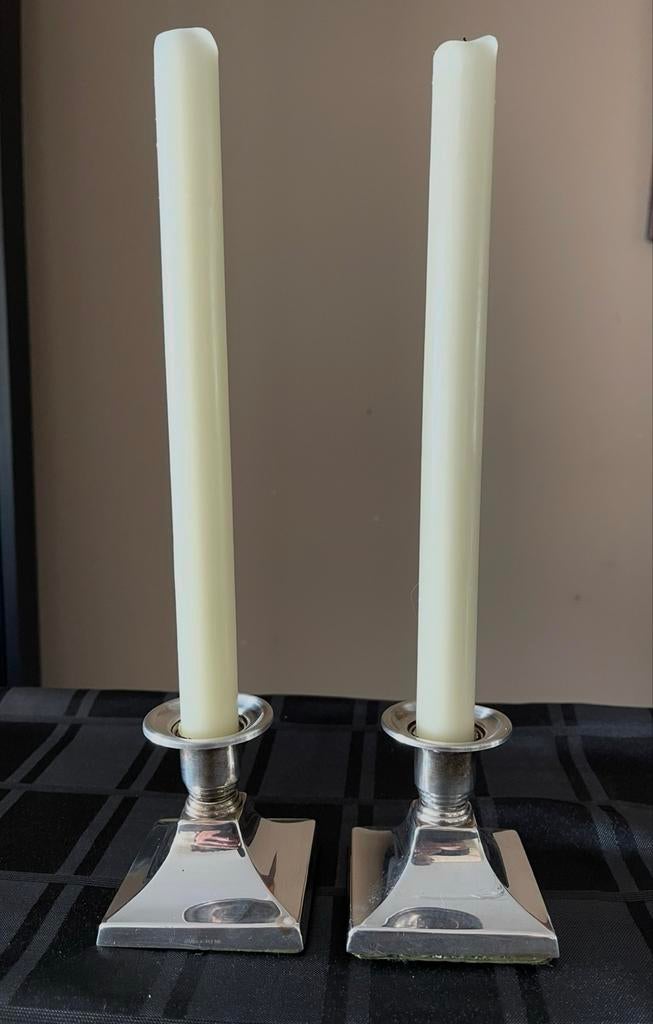 Set van twee 925 Sterling zilveren kaarsenhouders, Antiek en Kunst, Ophalen of Verzenden, Zilver