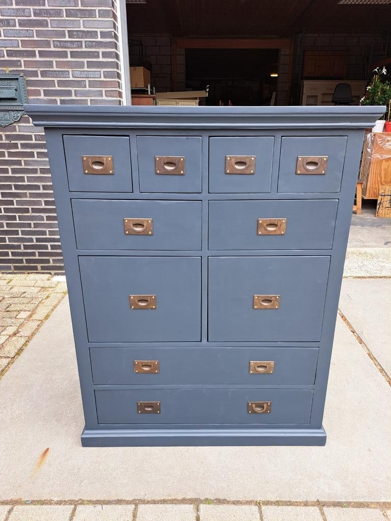 Grijze grenen ladekast, Huis en Inrichting, Kasten | Ladekasten, Gebruikt, 100 tot 150 cm, 100 tot 150 cm, 25 tot 50 cm, Grenenhout