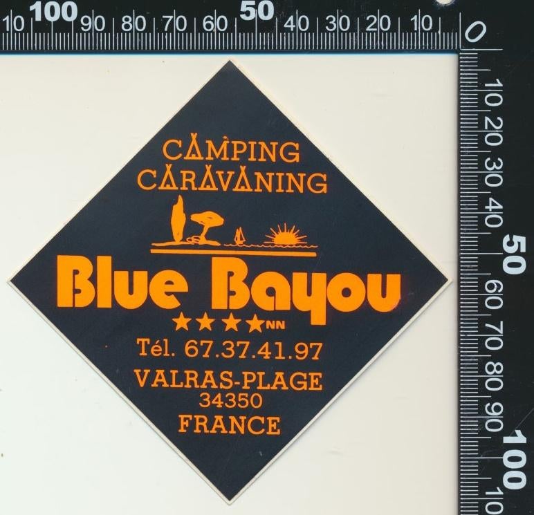 Sticker: Camping Caravaning Blue Bayou - Valras Plage France, Ophalen of Verzenden, Zo goed als nieuw, Bedrijf of Vereniging