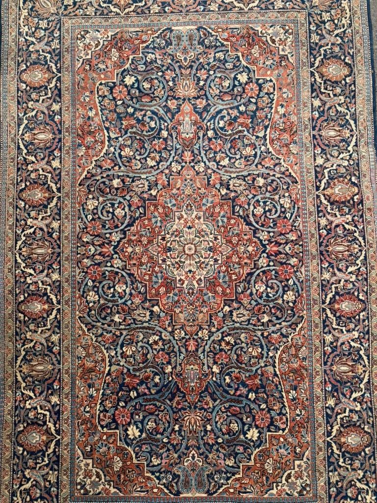 Antiek Perzisch Tapijt Kashan ( Carpet / Rug ) 214 x 131 cm, Gebruikt, Wol, 200 cm of meer, Ophalen of Verzenden