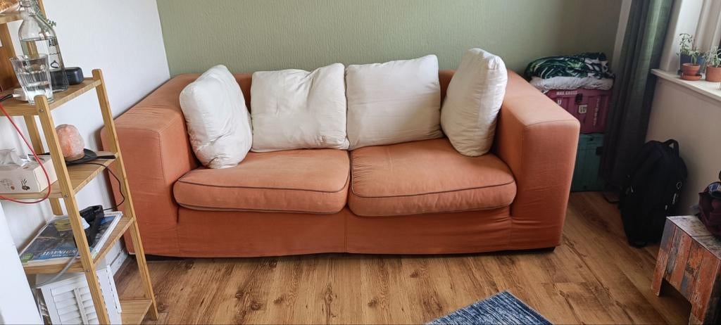 Gratis supercomfy bankstel oranje & beige hoes (ZSM ophalen), Ophalen, Gebruikt, Driepersoons, 75 tot 100 cm