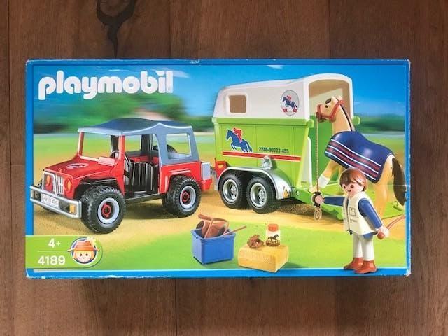 Playmobil 4189 - Jeep met paardentrailer – in originele doos, Ophalen of Verzenden, Zo goed als nieuw, Complete set