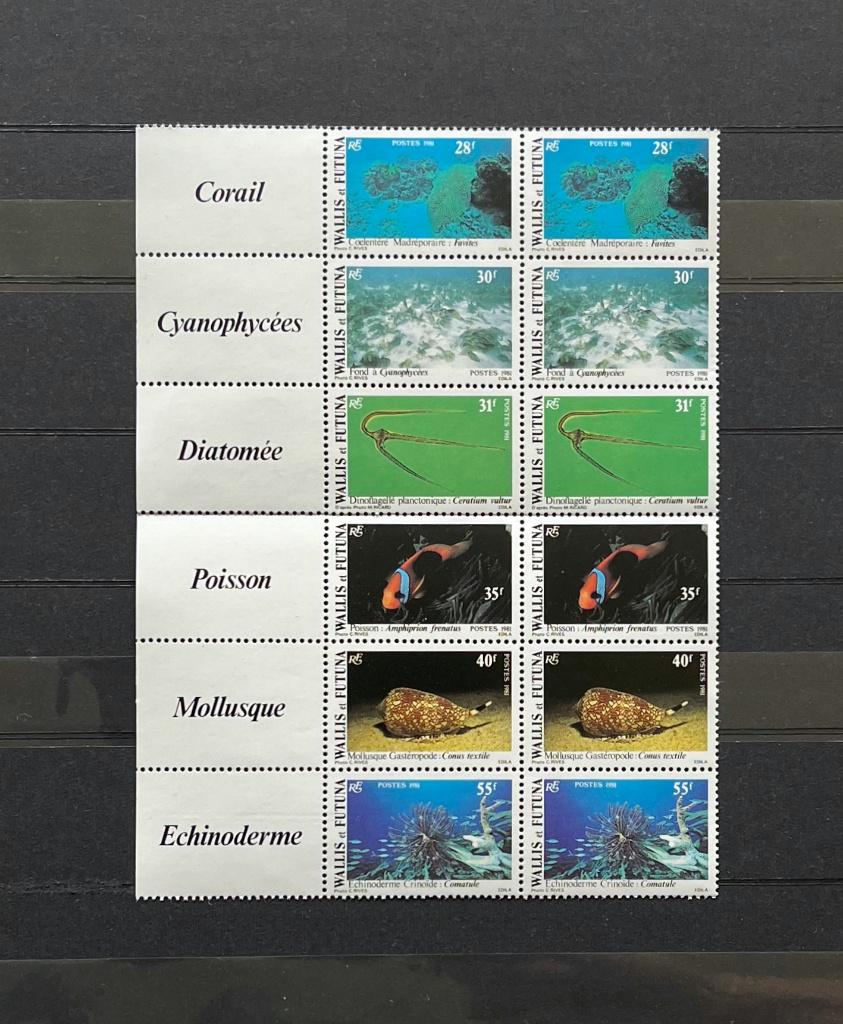 Wallis Futuna 1981 Postfris Zeeleven Vissen Schelpen Koraal, Ophalen of Verzenden, Postfris, Dier of Natuur