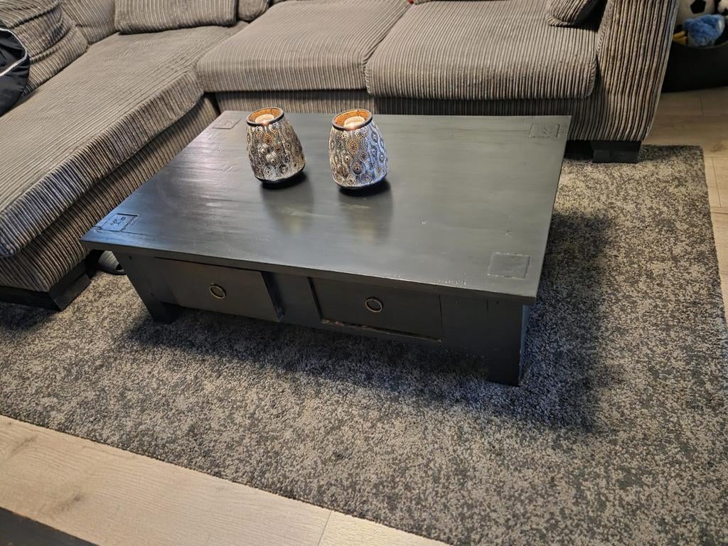 Zwarte salontafel met diepe lades, Ophalen, 100 tot 150 cm, 50 tot 100 cm, Minder dan 50 cm