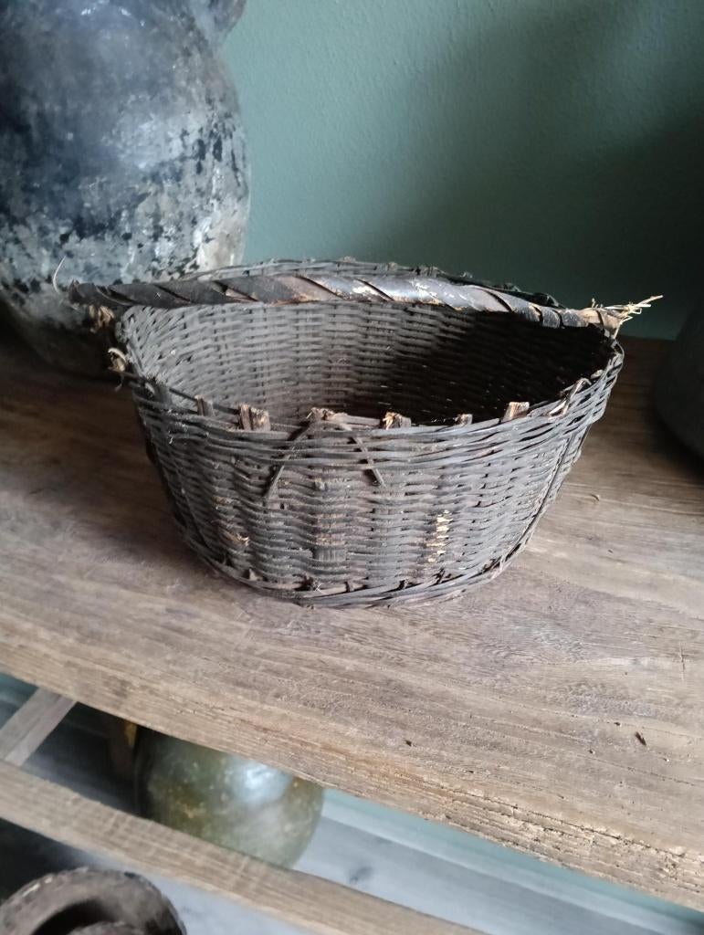 Leemmand met hengsel / siermand 25 cm doorsnede, Huis en Inrichting, Mand, Rond, Ophalen of Verzenden, Zo goed als nieuw