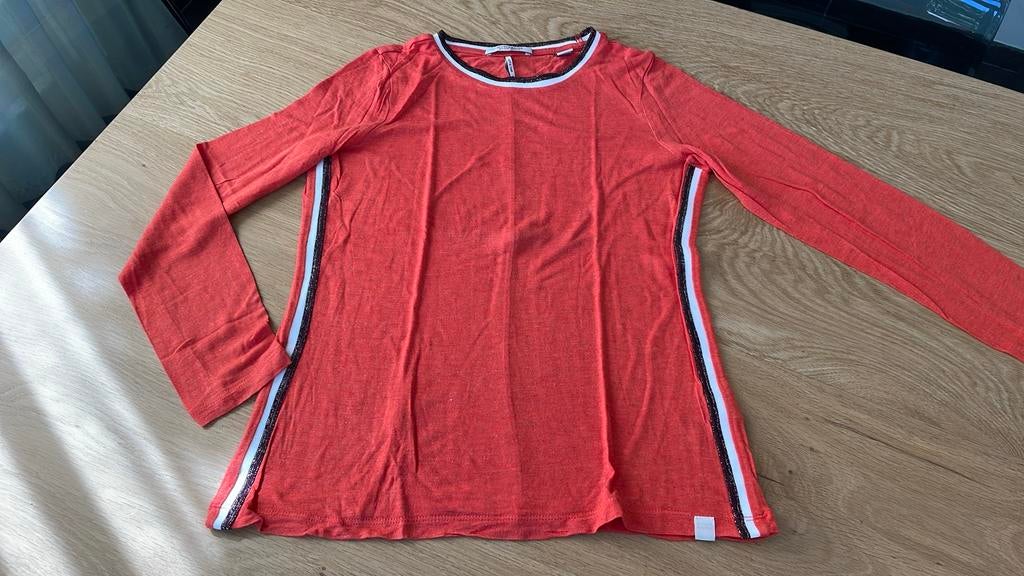 Scotch & Soda oranje shirt maat S wit blauw glitter streep, Ophalen of Verzenden, Zo goed als nieuw, Oranje, Lange mouw