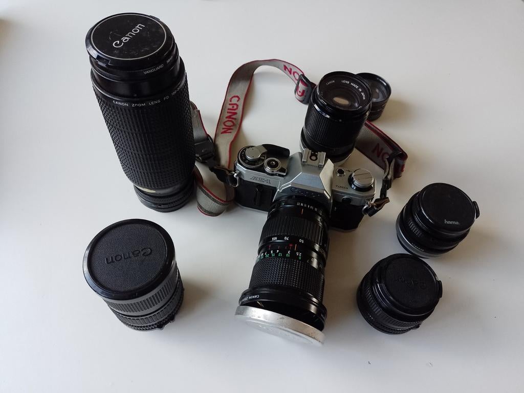Canon ae-1 met 6 lenzen, Ophalen of Verzenden, Gebruikt, Spiegelreflex, Canon
