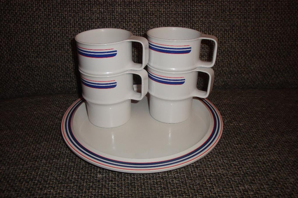 5x Mepal camping servies, Koen de Winter Arena, wit streep, Caravans en Kamperen, Kampeeraccessoires, Ophalen of Verzenden, Gebruikt