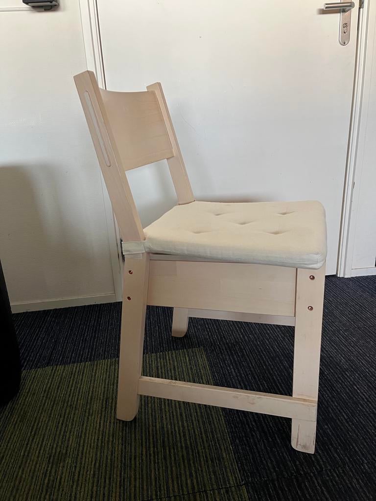 Ikea Norraker houten stoelen (3 stuks) met kussentjes, Ophalen, Gebruikt, Overige kleuren, Drie