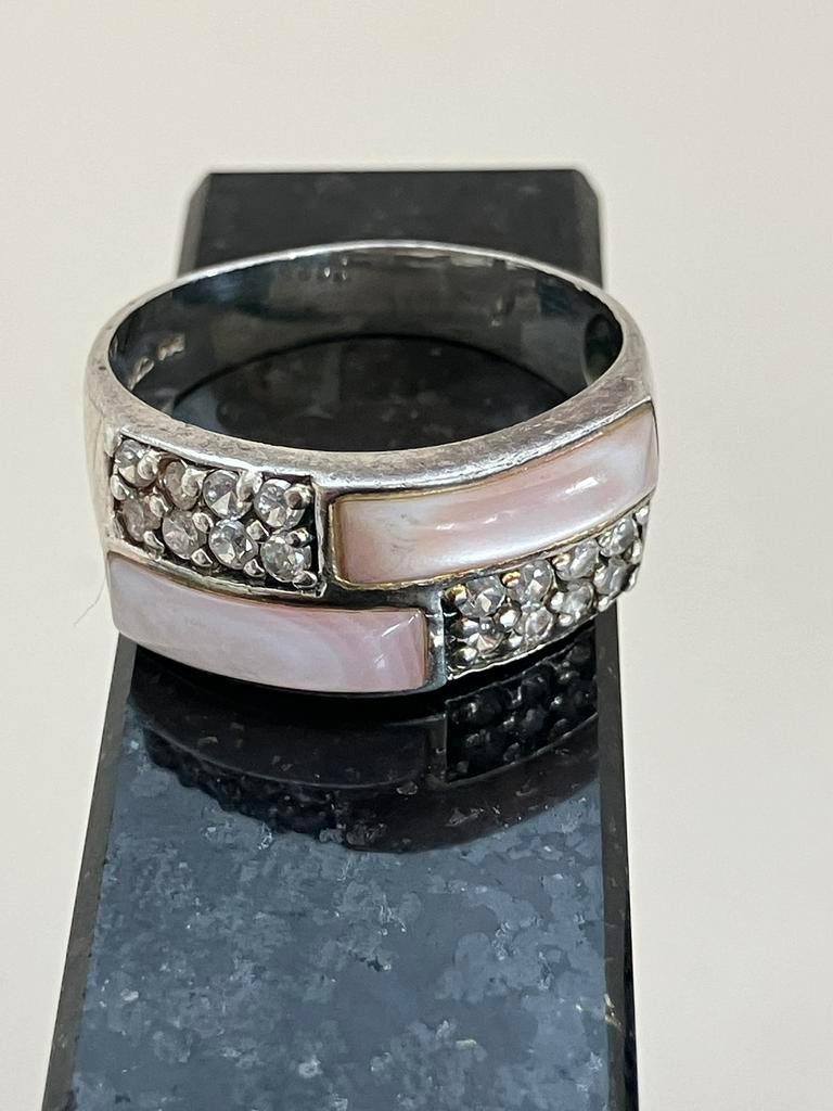 Feestelijke zilveren ring, Ophalen of Verzenden, Dame, Zilver, Kleiner dan 17