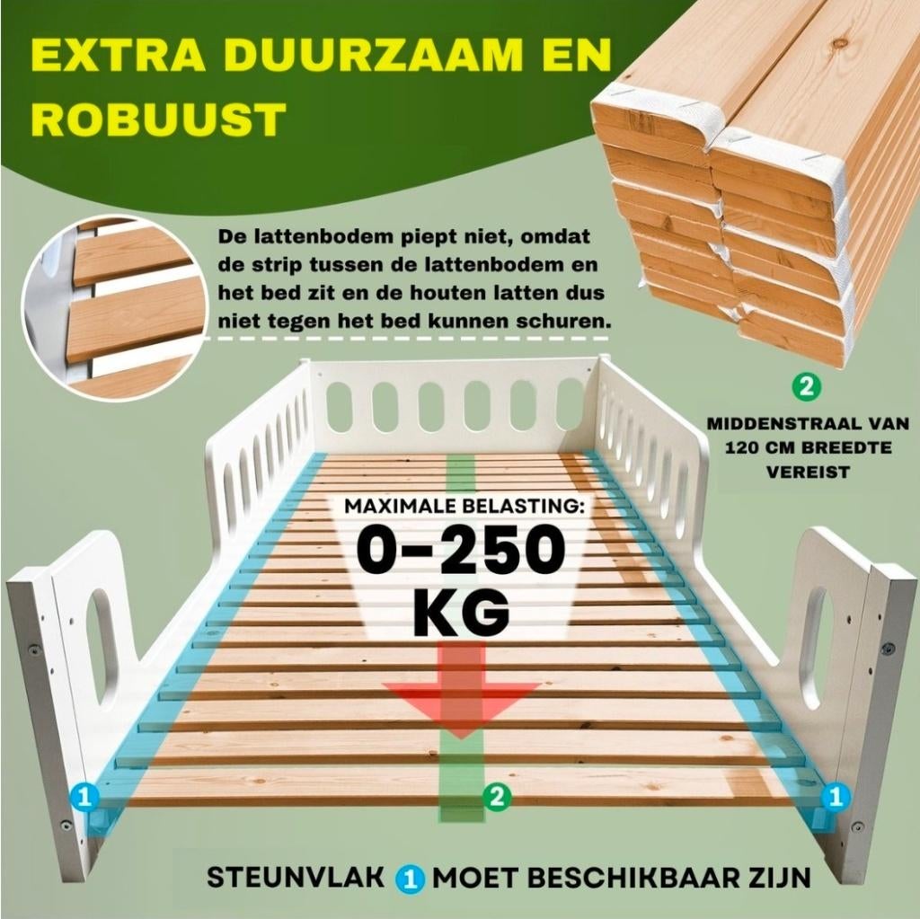 Oprolbare, massief houten lattenbodem 90x220 zgan 1 persoons, Huis en Inrichting, Slaapkamer | Matrassen en Bedbodems, 90 cm, Eenpersoons
