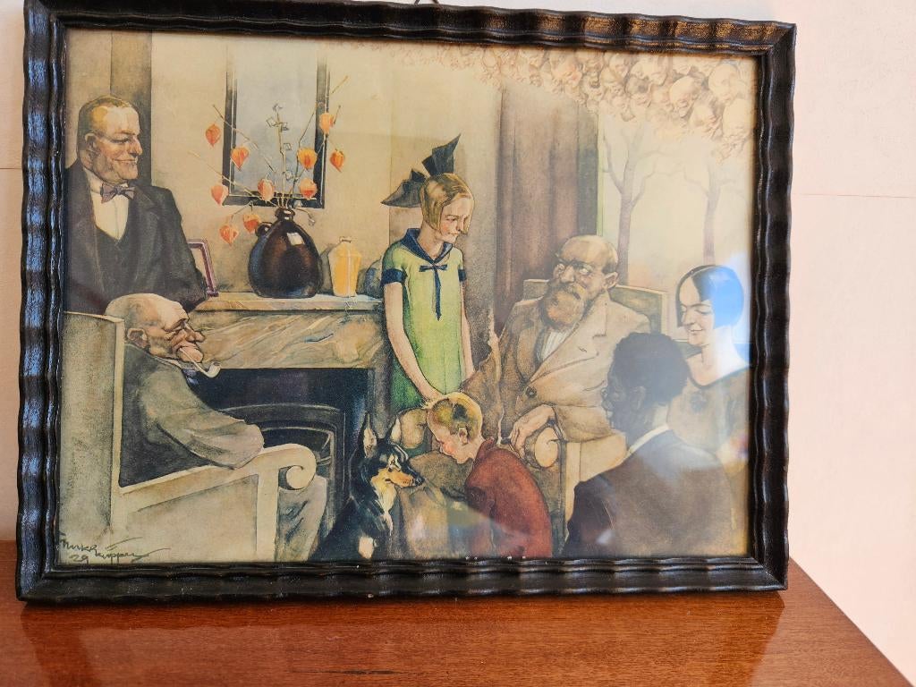 Antieke litho van de Familie Mulder hoorspel vd Vara 1929, Ophalen