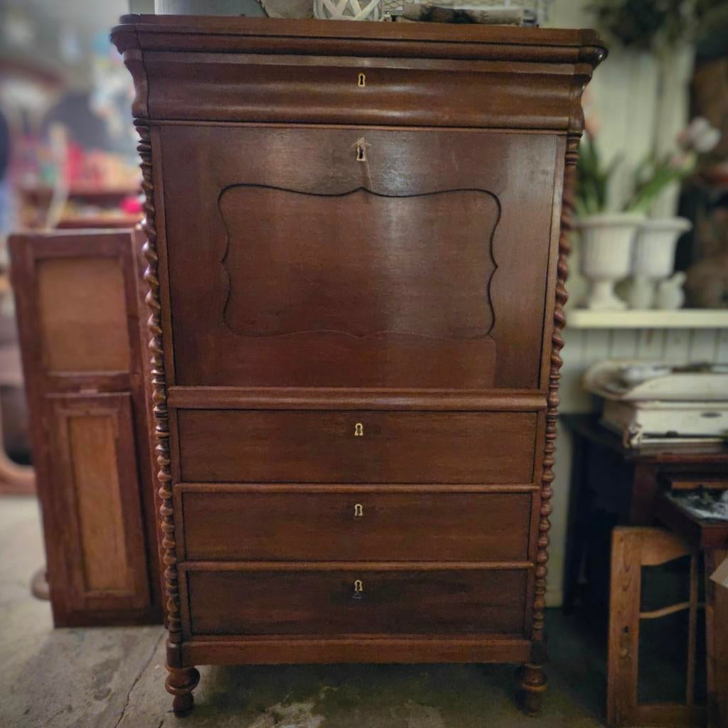 Antieke Hollandse Eikenhouten Secetaire, Antiek en Kunst, Ophalen