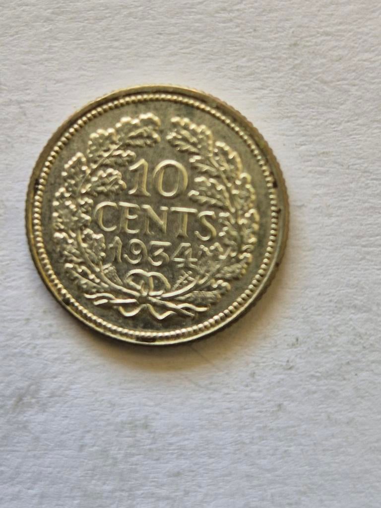 10 cent koningin Wilhelmina 1934 zilver, Postzegels en Munten, Munten | Nederland, Verzenden, Koningin Wilhelmina, 10 cent, Zilver