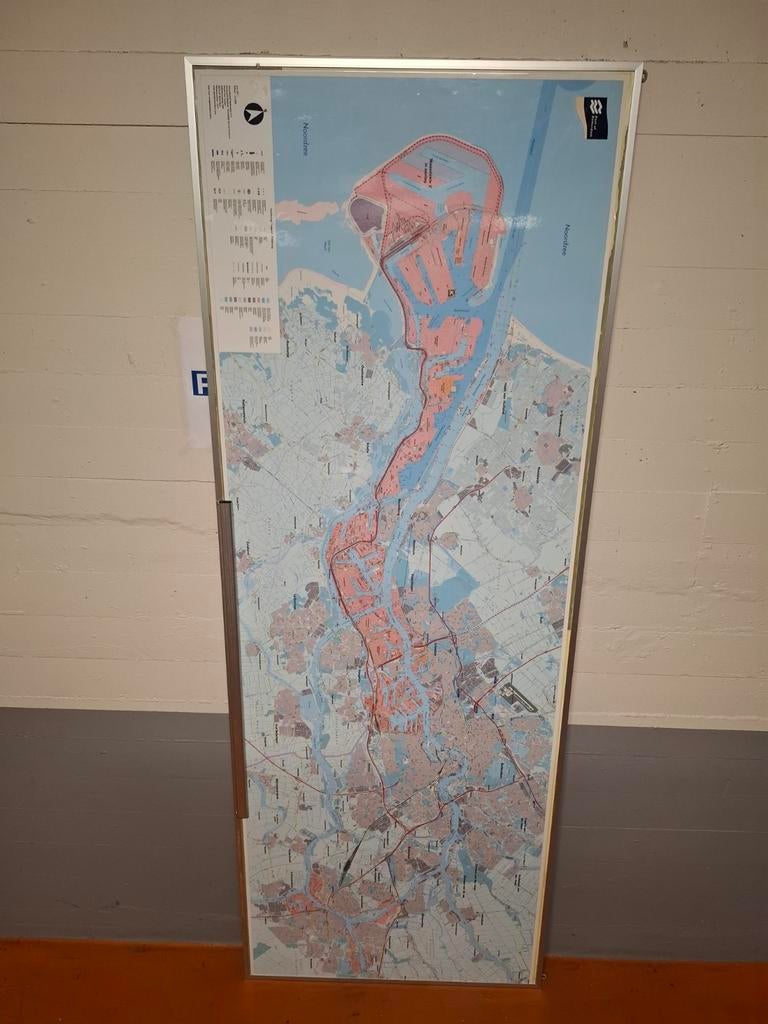 Grote Landkaart Rotterdamse Haven en Omgeving, 2000 tot heden, Ophalen of Verzenden, Landkaart, Nederland