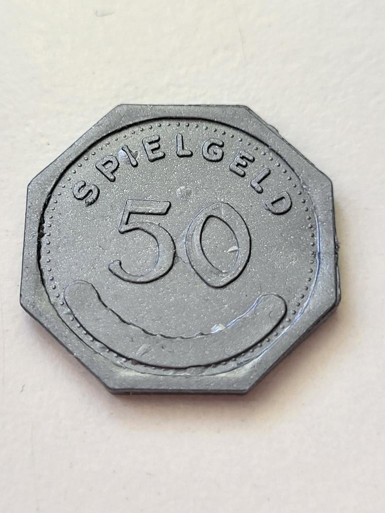 Speelgeld Duitsland 50 pfennig munt - Octagonale vorm, Ophalen of Verzenden